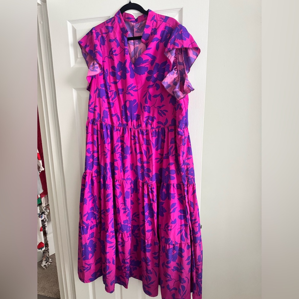 SHEIN Pink and Purple Pleated Tiered Sundress